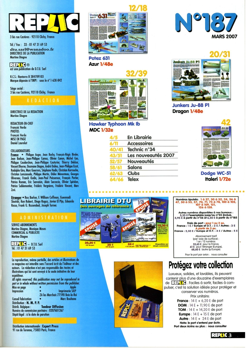 Replic 187 - Potez 631, Ju-88, Typhoon, Resin